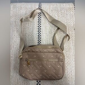Elegant Tan Quilted Crossbody Bag